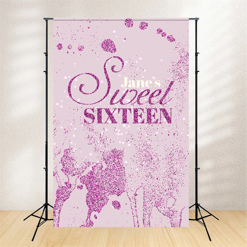 Backdrops Birthday Sparkling Pink Glitter Sweet 16 Backdrop UK BRP12-282