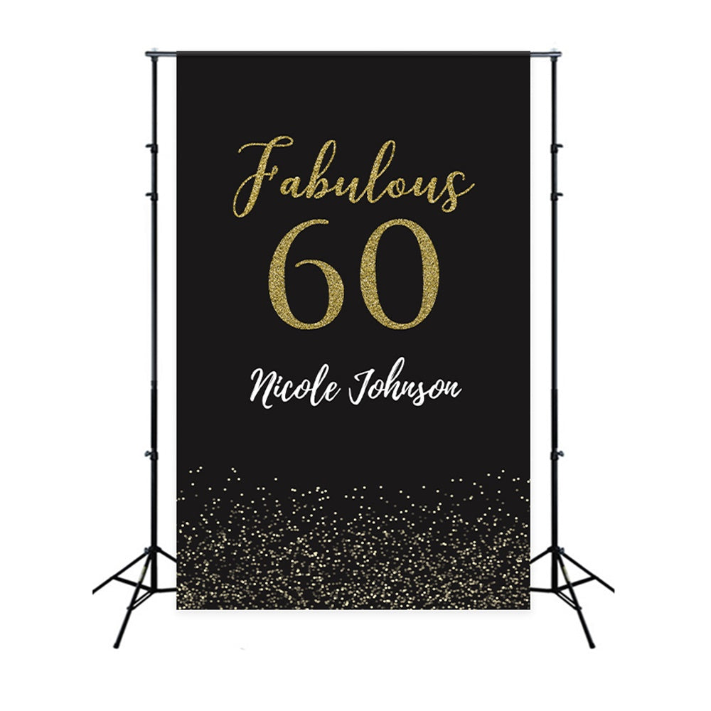 60th Birthday Backdrops Luxurious Black Gold Party Backdrop UK BRP12-284