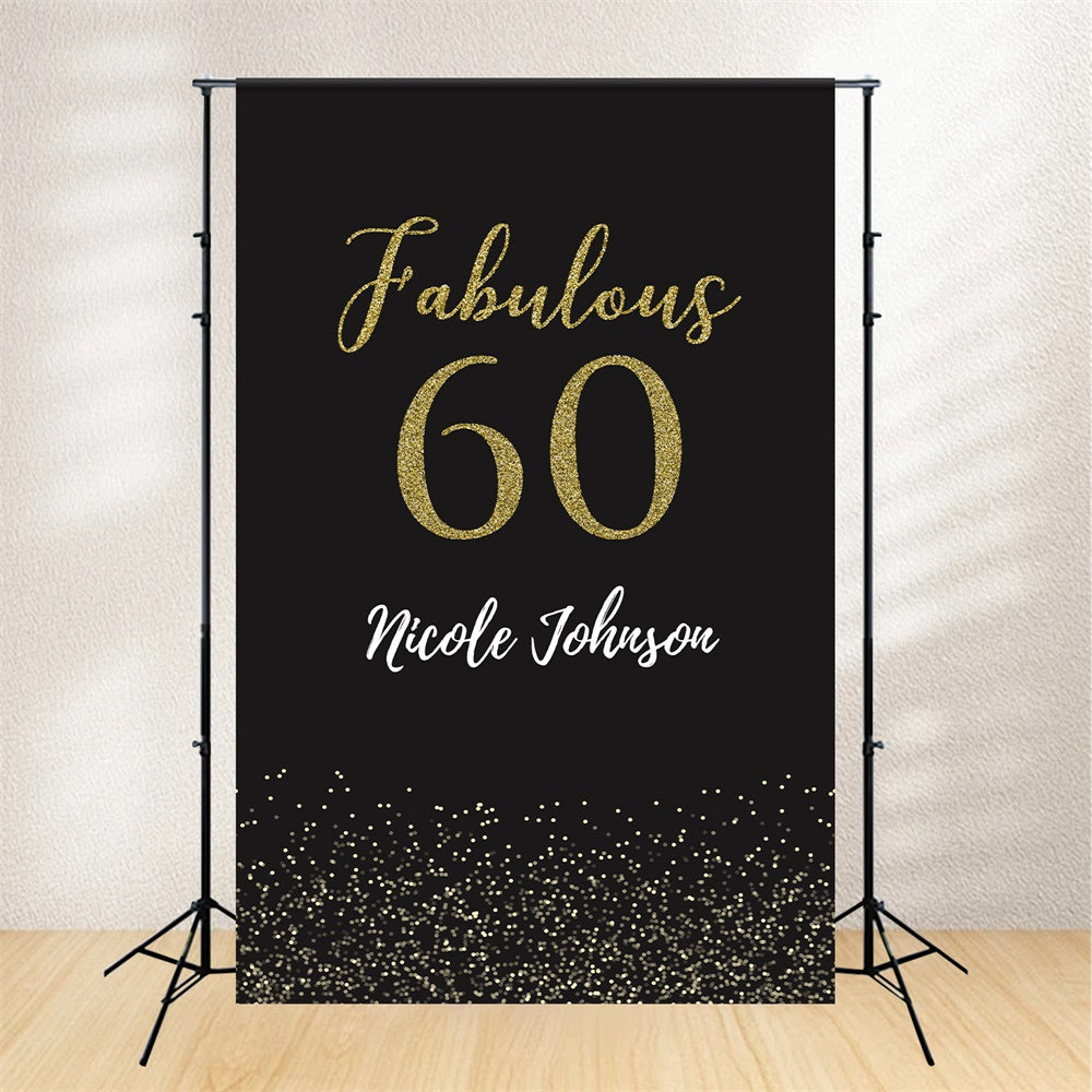 60th Birthday Backdrops Luxurious Black Gold Party Backdrop UK BRP12-284