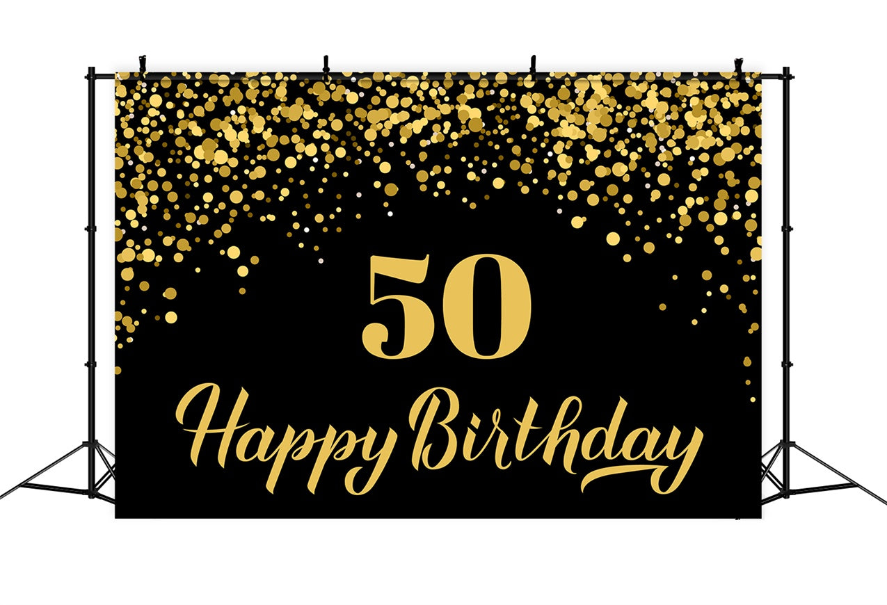 Custom Birthday Backdrop Black Gold Glitter 50th Backdrop UK BRP12-285