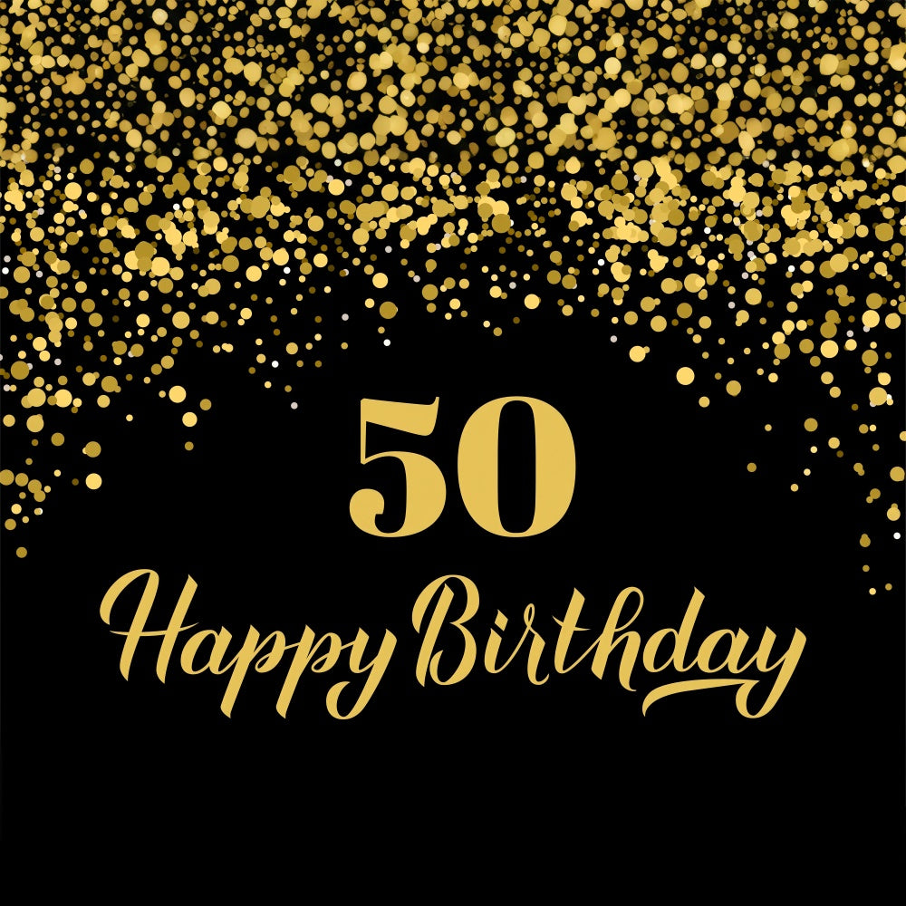 Custom Birthday Backdrop Black Gold Glitter 50th Backdrop UK BRP12-285