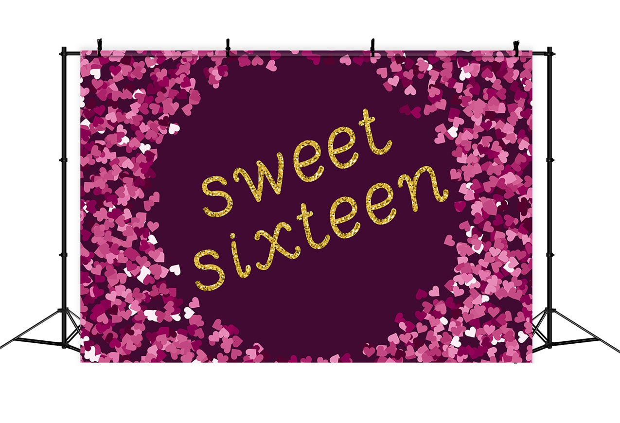 Birthday Photo Backdrop Purple Glitter Sweet Sixteen Backdrop UK BRP12-286