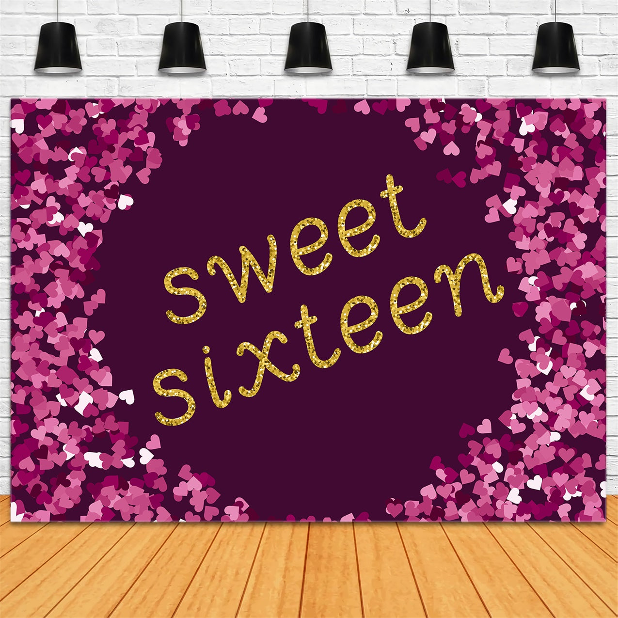 Birthday Photo Backdrop Purple Glitter Sweet Sixteen Backdrop UK BRP12-286