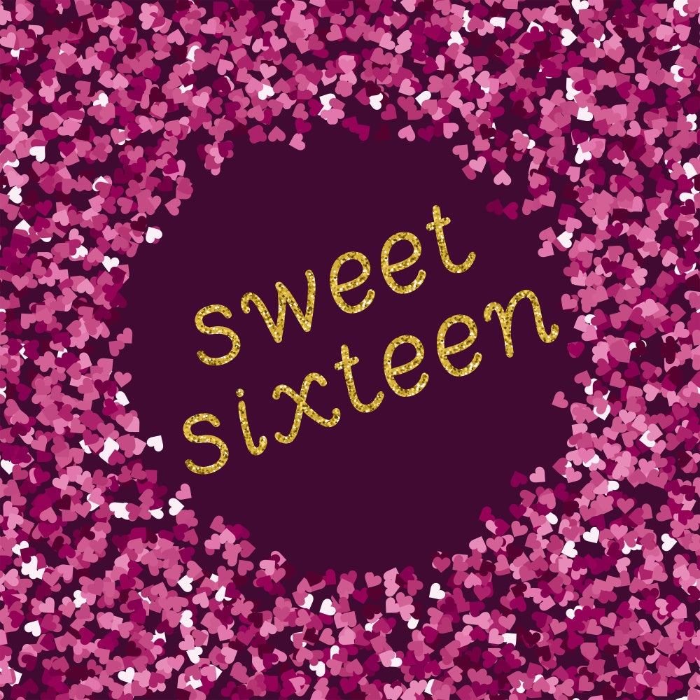 Birthday Photo Backdrop Purple Glitter Sweet Sixteen Backdrop UK BRP12-286