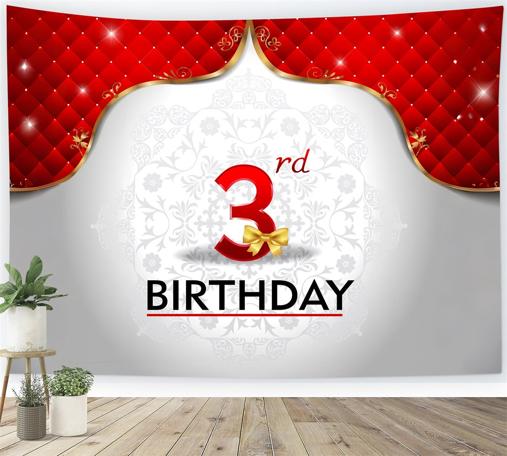 Birthday Party Backdrop Shimmering Golden Red 3rd Backdrop UK BRP12-287