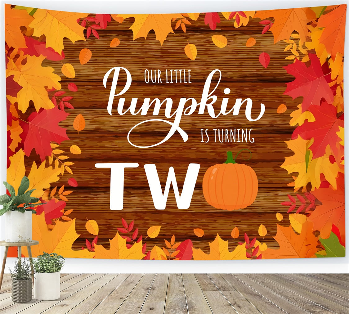 Birthday Backdrop Custom Little Pumpkin Turns Two Backdrop UK BRP12-291