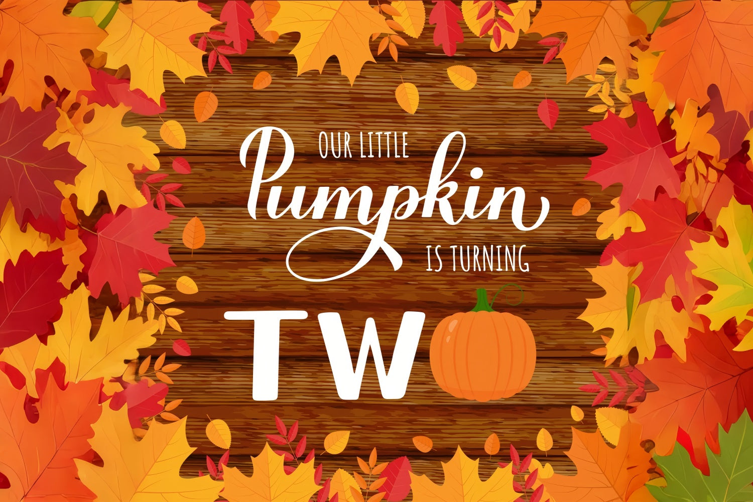 Birthday Backdrop Custom Little Pumpkin Turns Two Backdrop UK BRP12-291