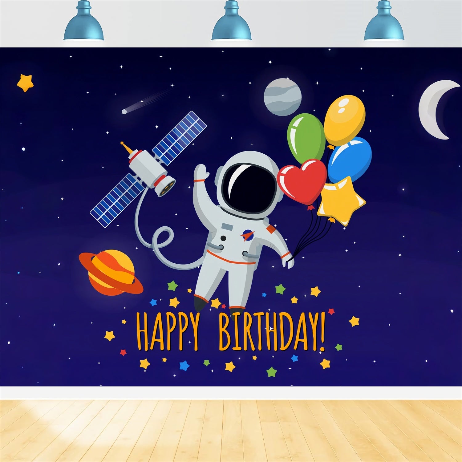 Birthday Backdrops Custom Outer Space Themed Astronaut Backdrop UK BRP12-293