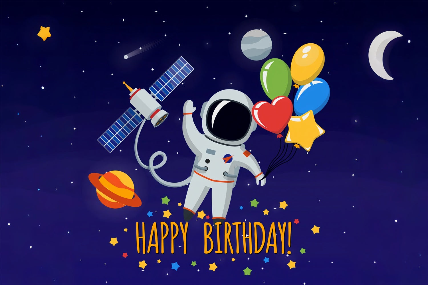 Birthday Backdrops Custom Outer Space Themed Astronaut Backdrop UK BRP12-293