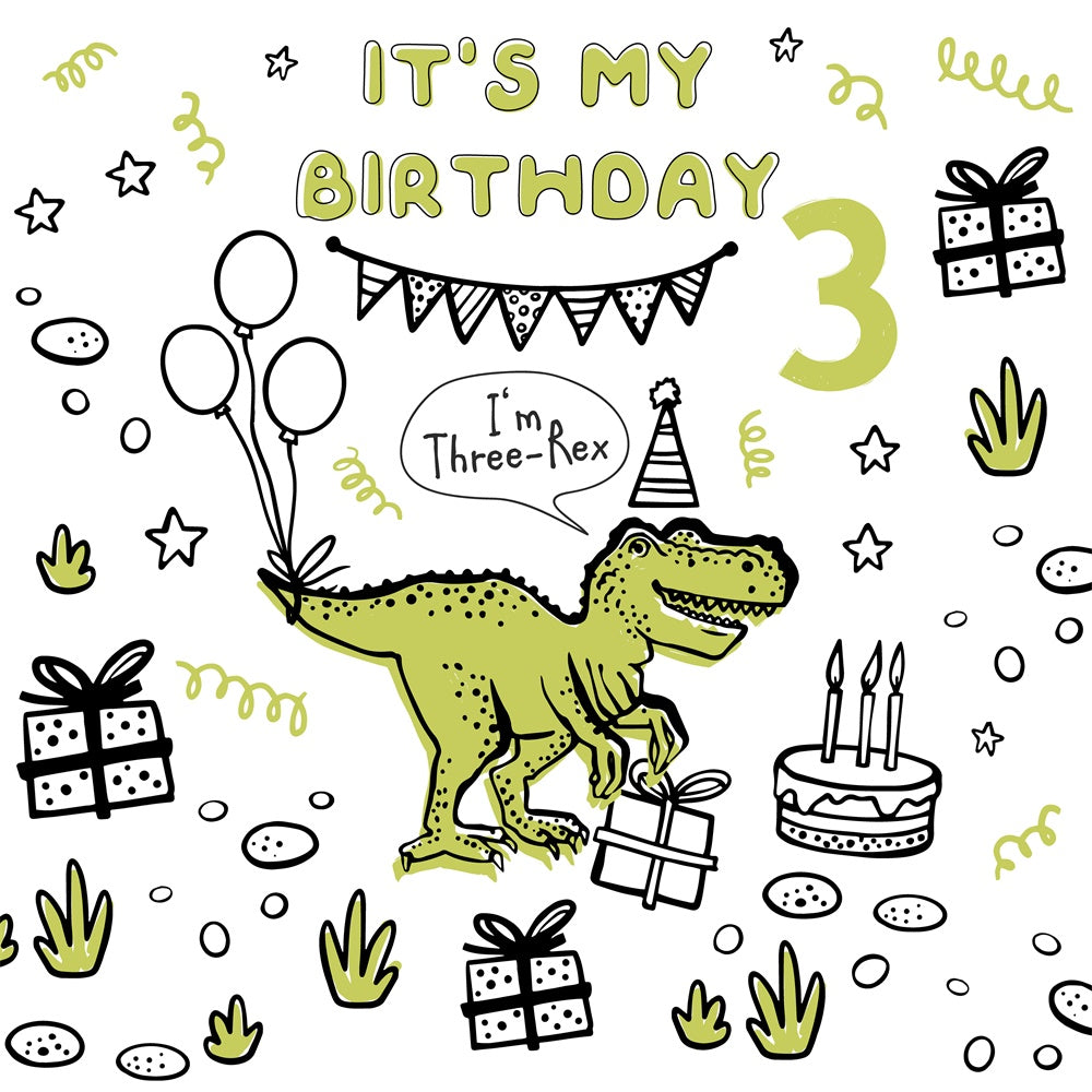 Customized Backdrop For Birthday Jurassic Dinosaur Three-Rex Backdrop UK BRP12-295