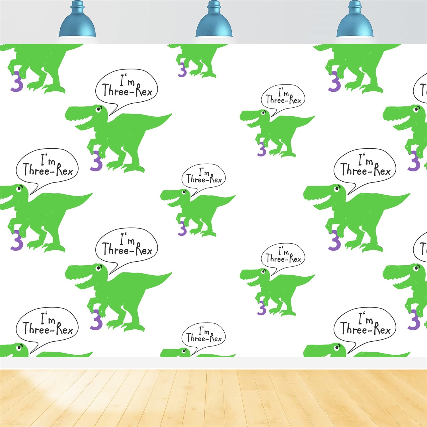 Personalized Birthday Backdrop Dinosaur Pattern Three-Rex Backdrop UK BRP12-296