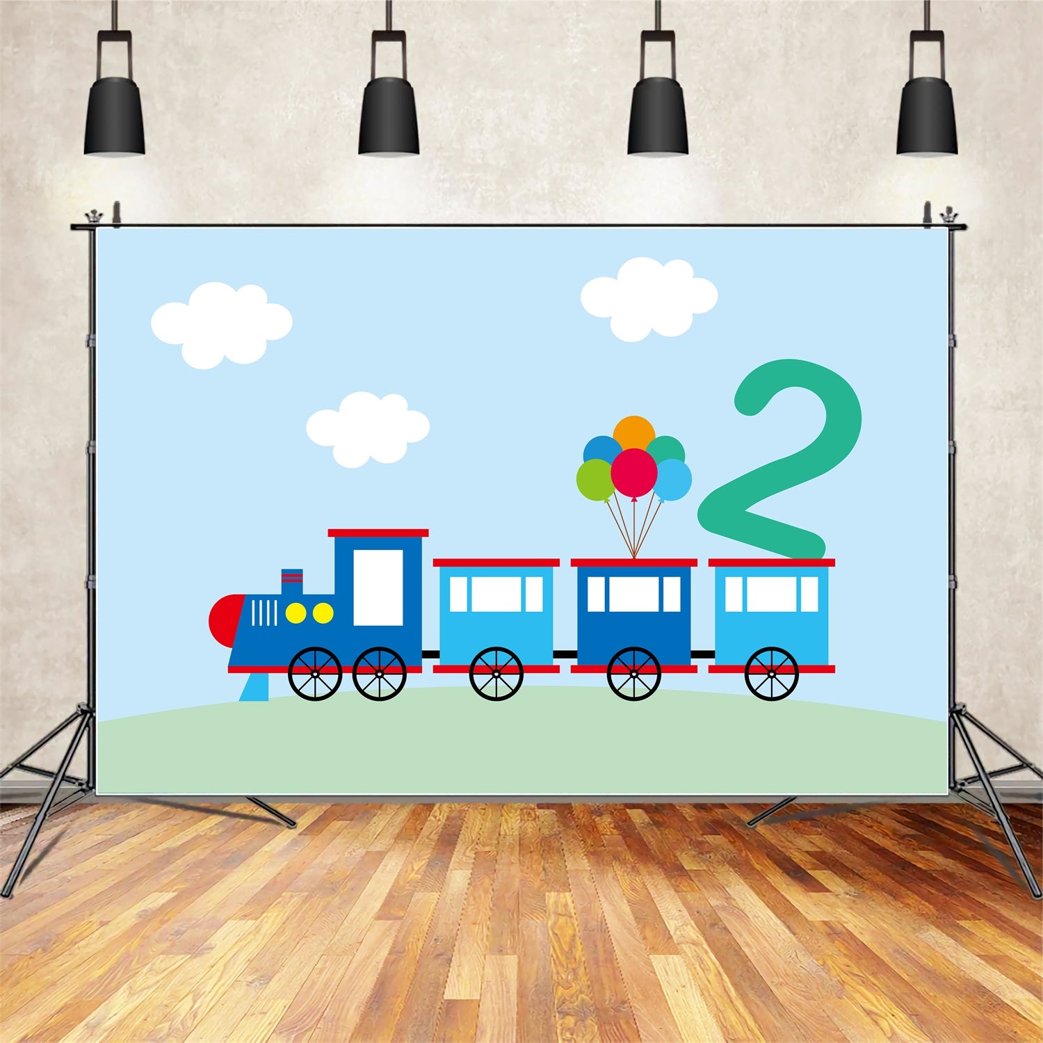 Personalized Backdrop For Birthday Train Balloon Decorations Backdrop UK BRP12-298