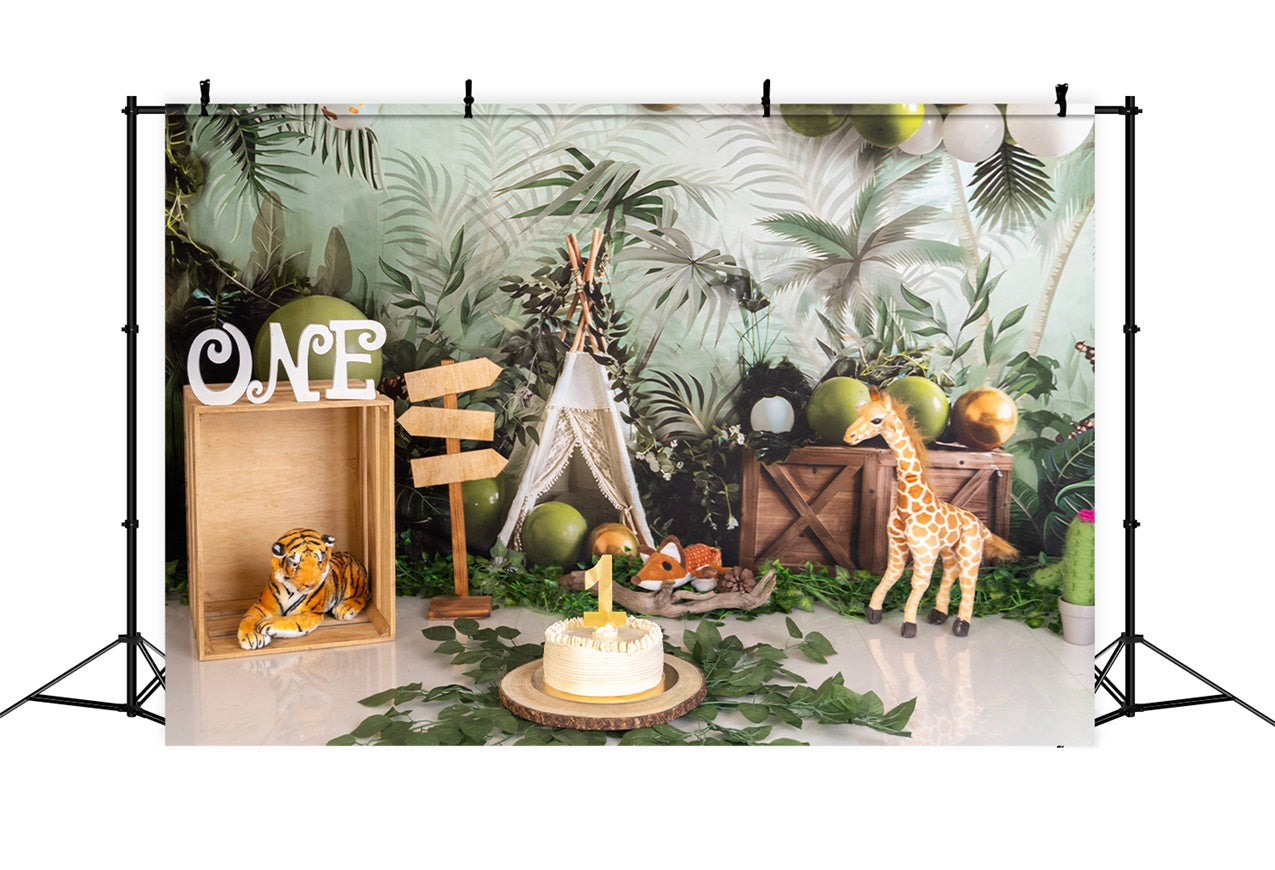 1st Birthday Backdrop Safari Jungle Party Backdrop UK BRP12-301