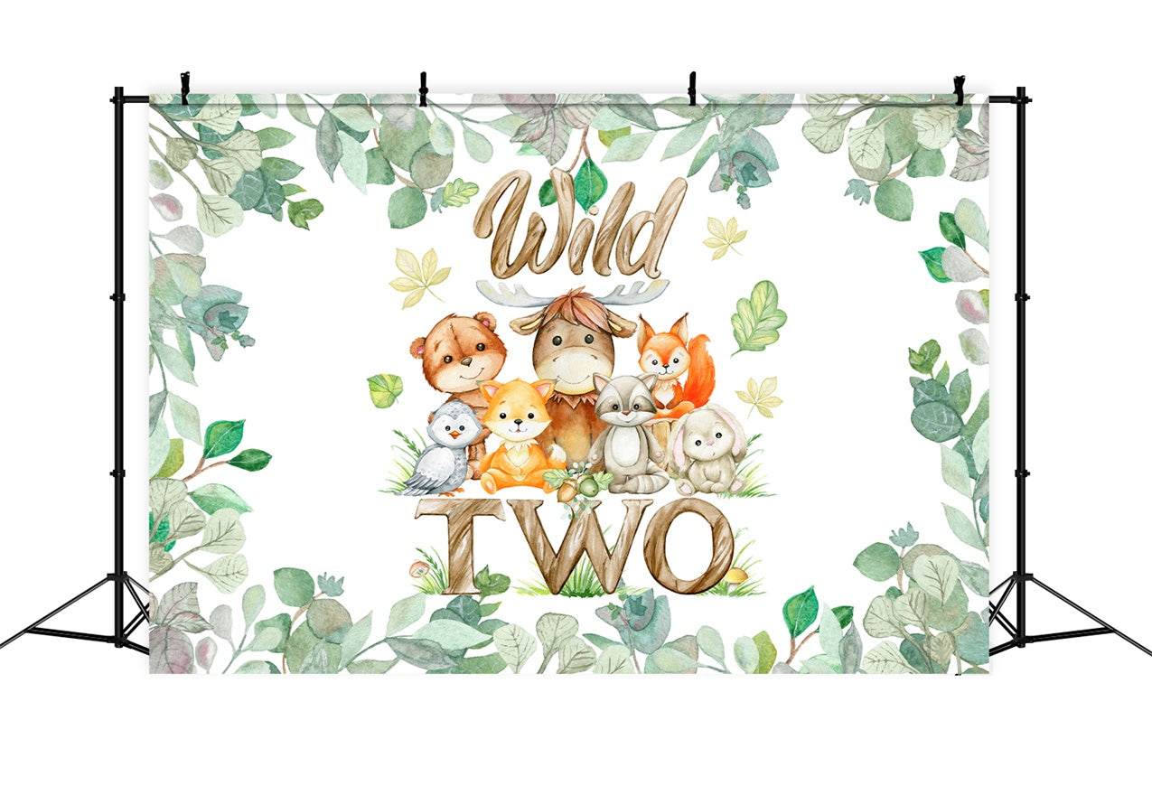 Personalised Birthday Backdrop Wild Forest Animals Backdrop UK BRP12-303