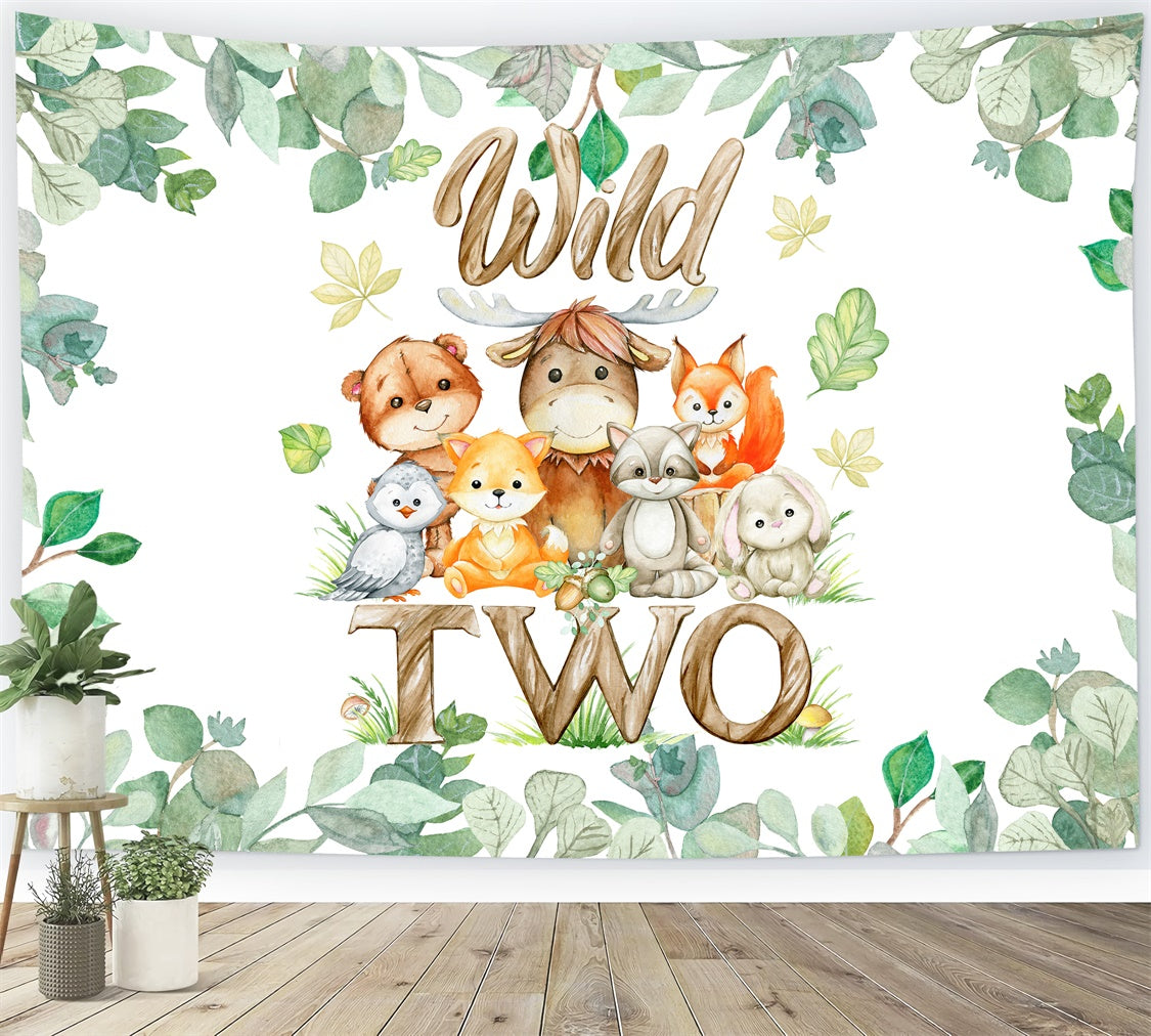 Personalised Birthday Backdrop Wild Forest Animals Backdrop UK BRP12-303