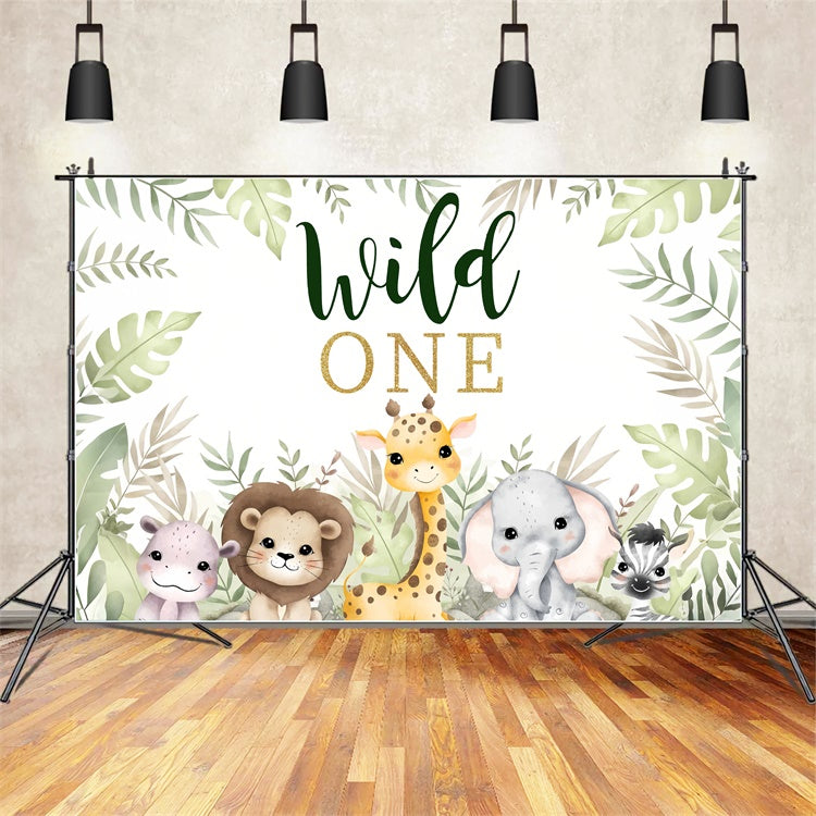 First Birthday Backdrops Wild Safari Animals Celebration Backdrop UK BRP12-304