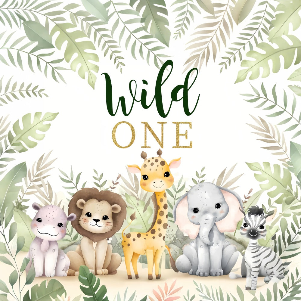 First Birthday Backdrops Wild Safari Animals Celebration Backdrop UK BRP12-304