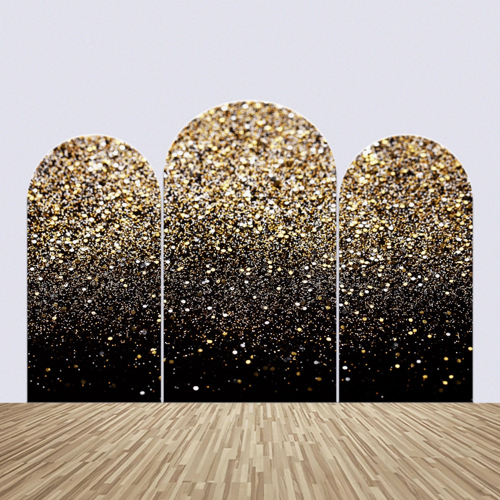 Customize Backdrop For Birthday Gold Black Glitter Arch Backdrop Kit UK BRP12-310