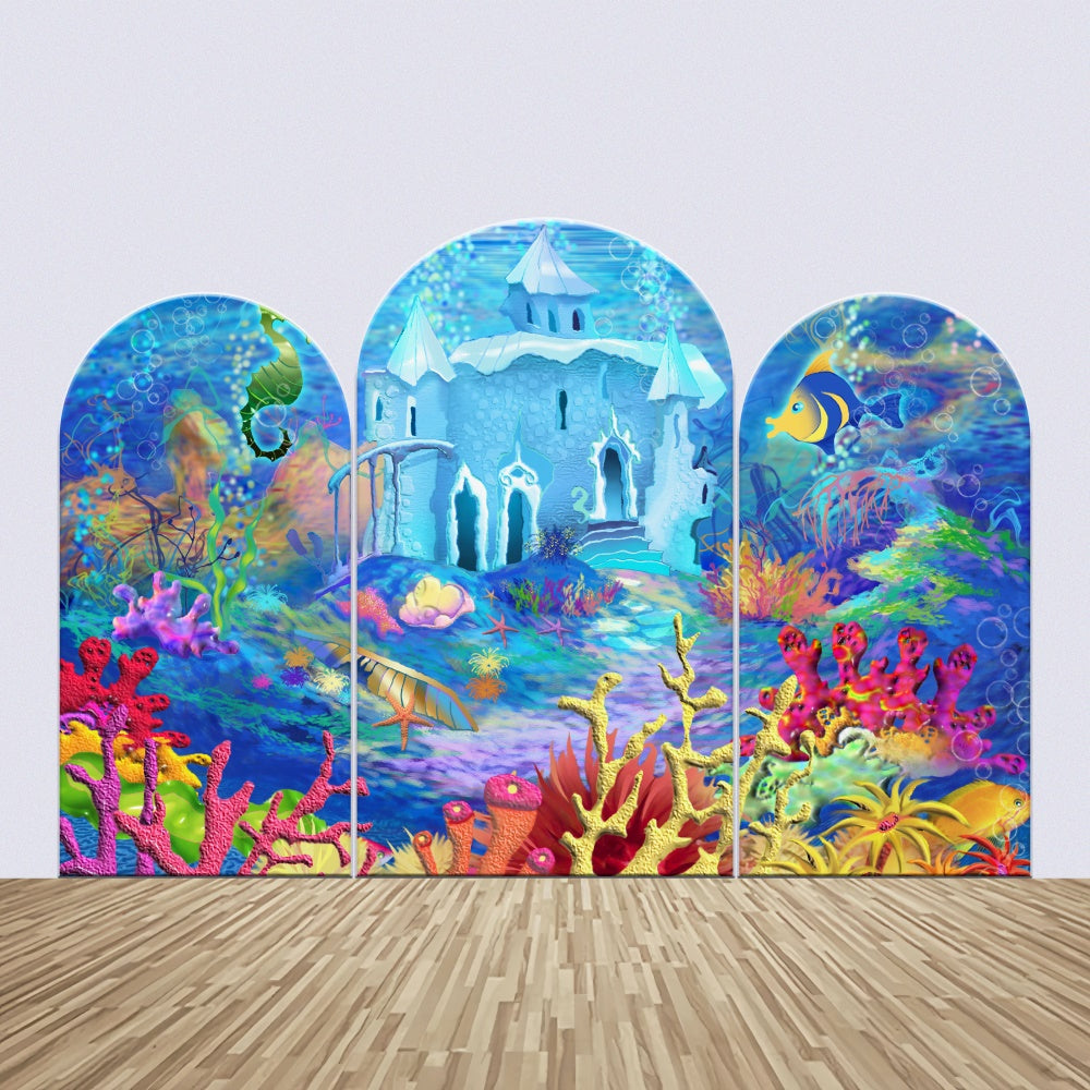 Customize Birthday Backdrop Castle Mermaid Coral Arch Backdrop Kit UK BRP12-311