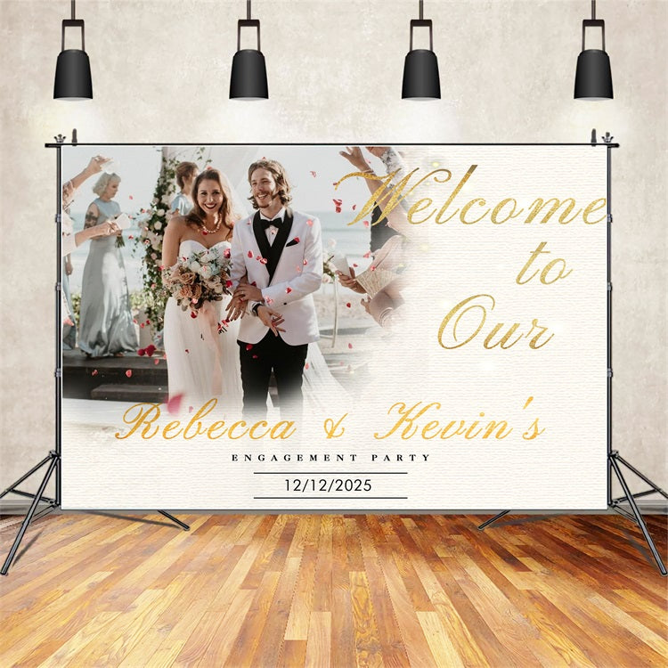 Wedding Ceremony Backdrop Modern Golden Script Custom Backdrop UK BRP12-339