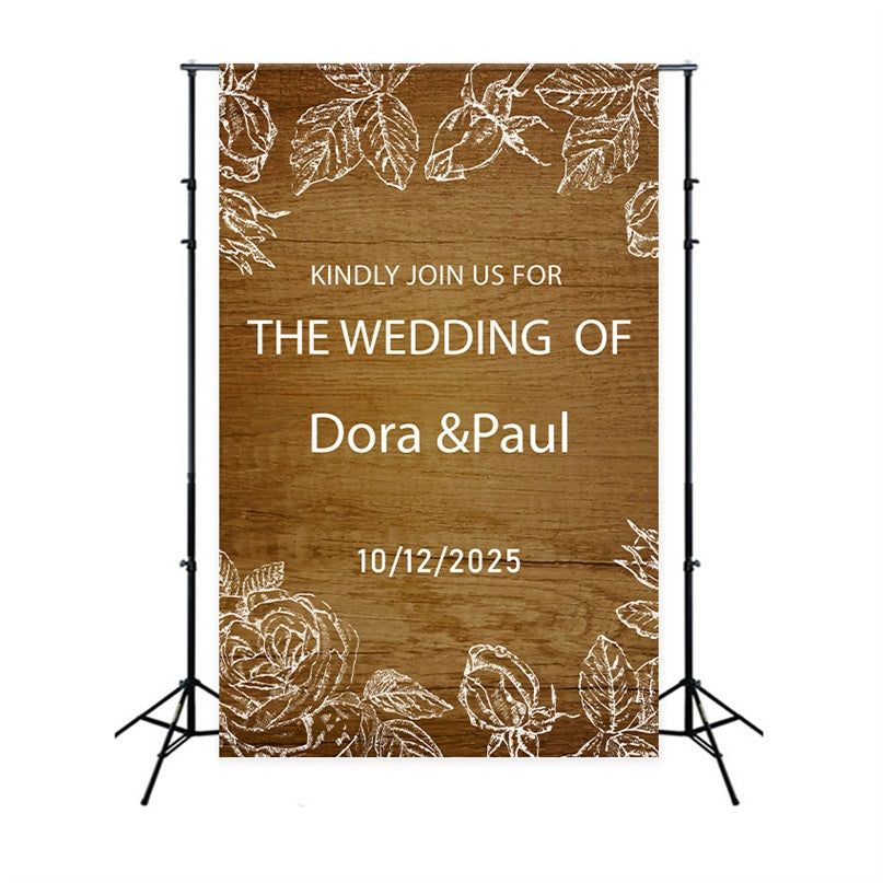 Custom Wedding Photo Backdrop Rustic Wooden Floral Backdrop UK BRP12-341