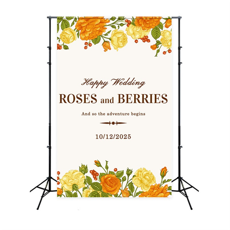 Wedding Backdrop Personalized Bright Berries Roses Backdrop UK BRP12-342