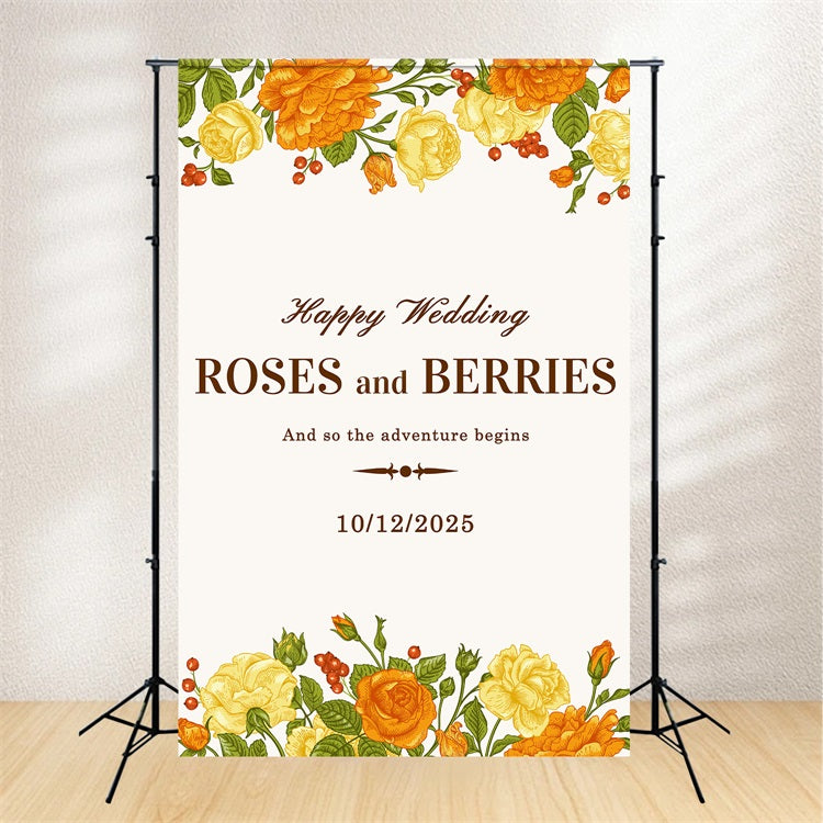 Wedding Backdrop Personalized Bright Berries Roses Backdrop UK BRP12-342