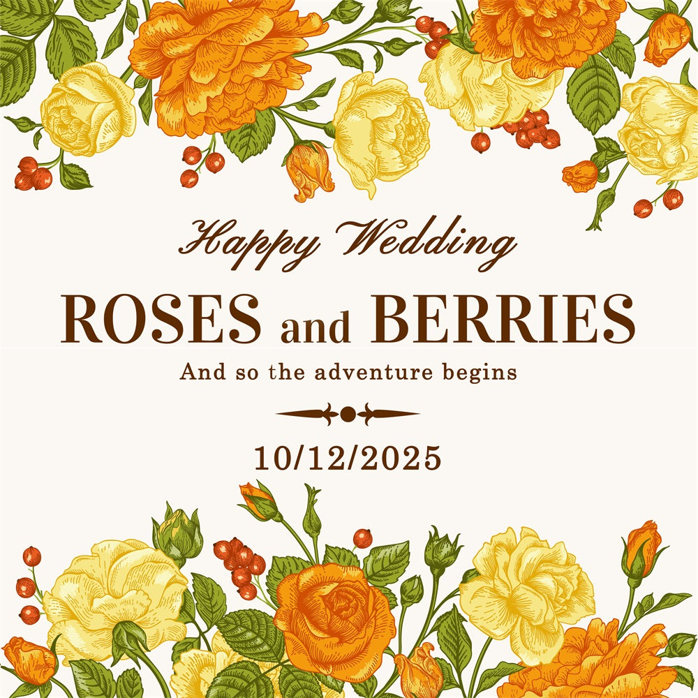 Wedding Backdrop Personalized Bright Berries Roses Backdrop UK BRP12-342