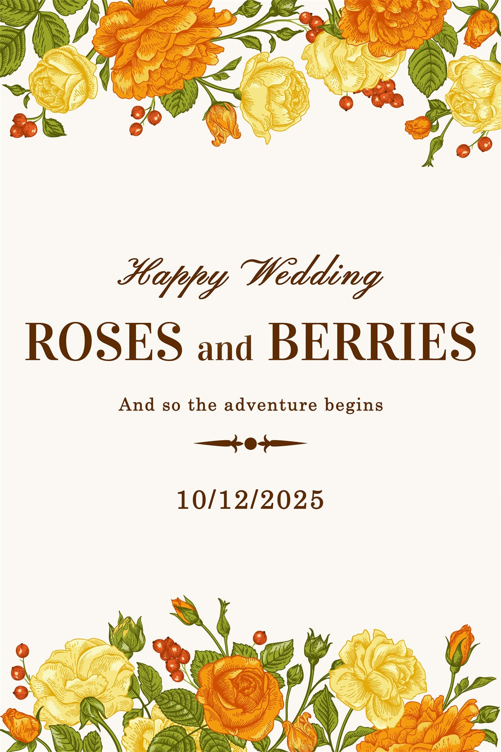 Wedding Backdrop Personalized Bright Berries Roses Backdrop UK BRP12-342