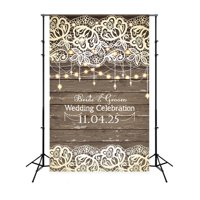 Customized Wedding Backdrops Romantic Lace Wood Backdrop UK BRP12-343