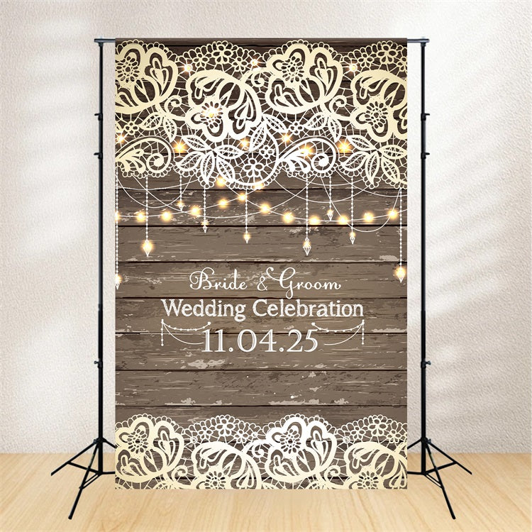 Customized Wedding Backdrops Romantic Lace Wood Backdrop UK BRP12-343