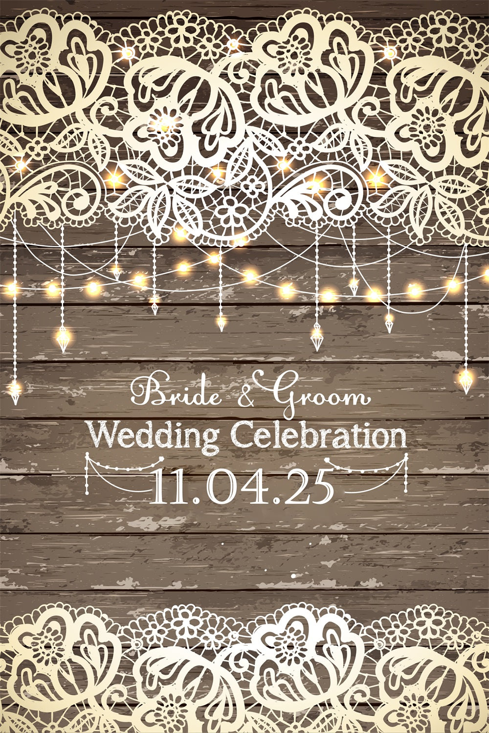 Customized Wedding Backdrops Romantic Lace Wood Backdrop UK BRP12-343