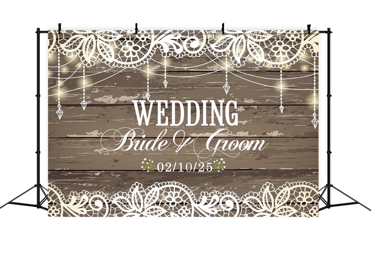 Custom Backdrop For Wedding Elegant Lace Wood Rustic Backdrop UK BRP12-344