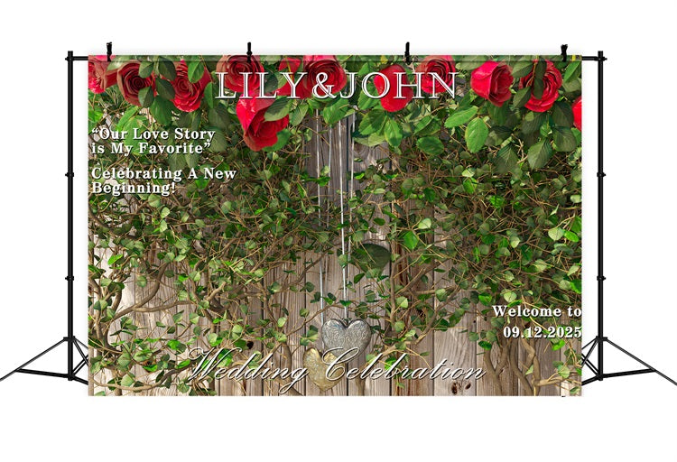 Backdrop Weddings Greenery Ivy Wooden Wall Custom Backdrop UK BRP12-348