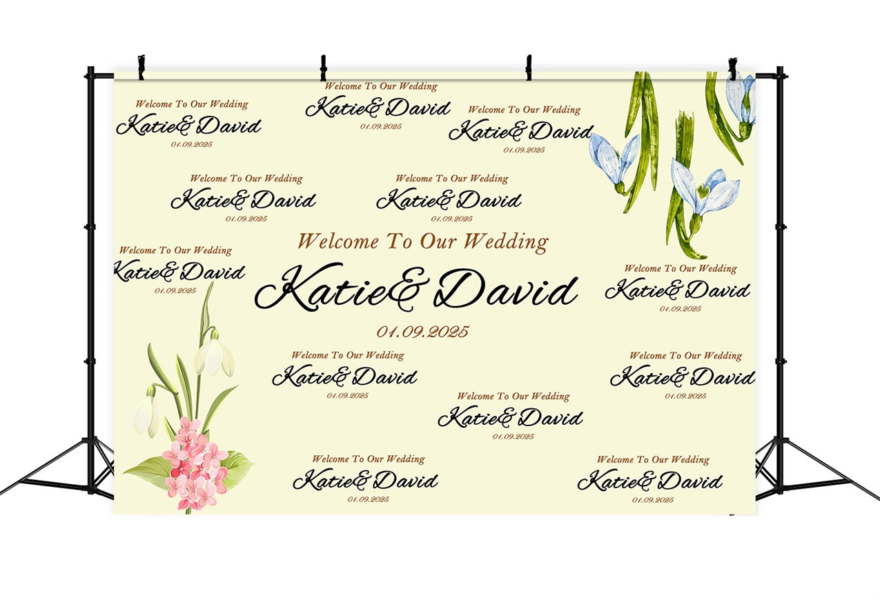 Personalized Backdrop Wedding Soft Vintage Flowers Backdrop UK BRP12-351