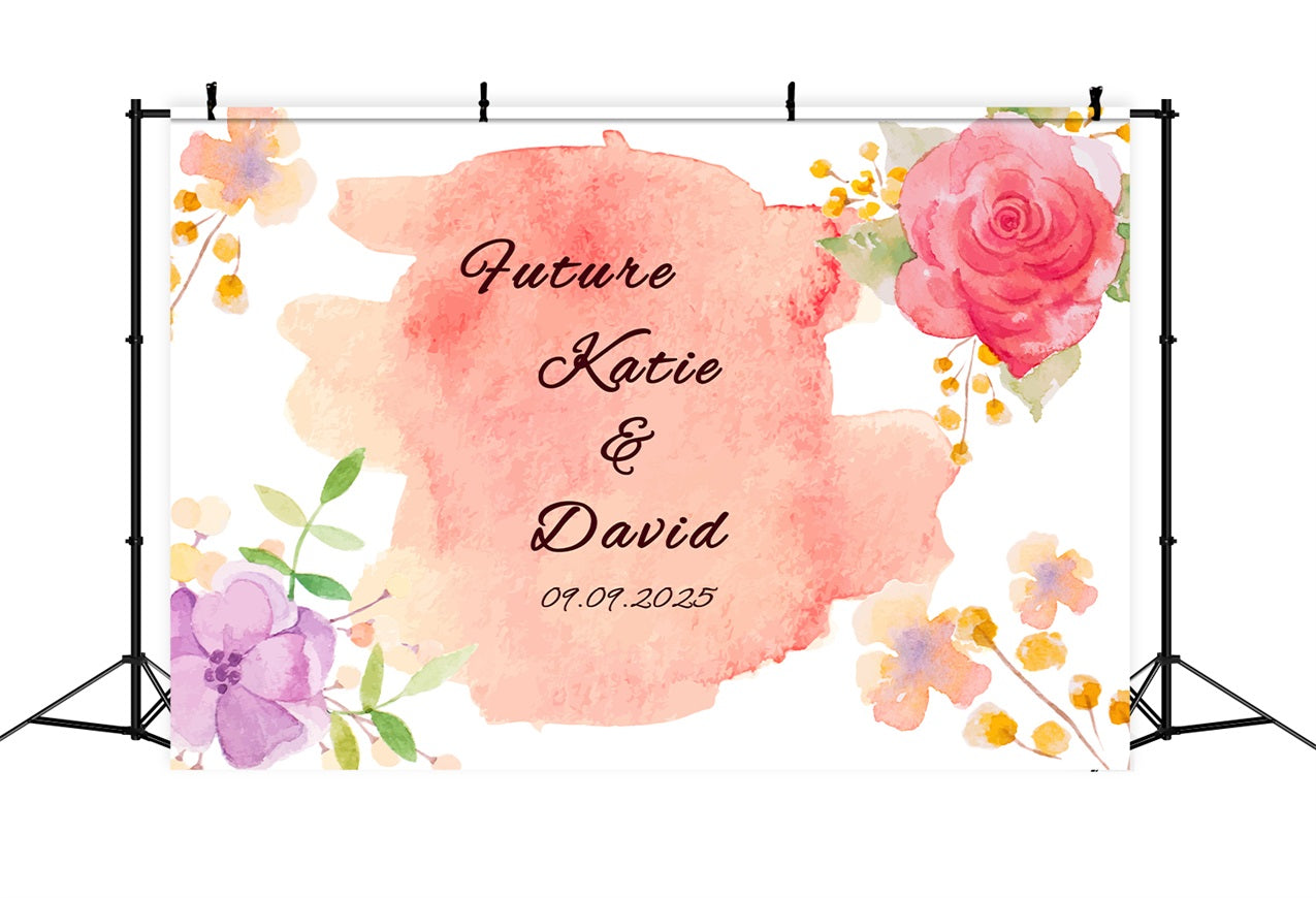 Custom Backdrop For Wedding Romantic Painted Rose Backdrop UK BRP12-354