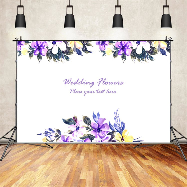 Custom Wedding Photo Booth Backdrop Purple Floral Watercolor Backdrop UK BRP12-357