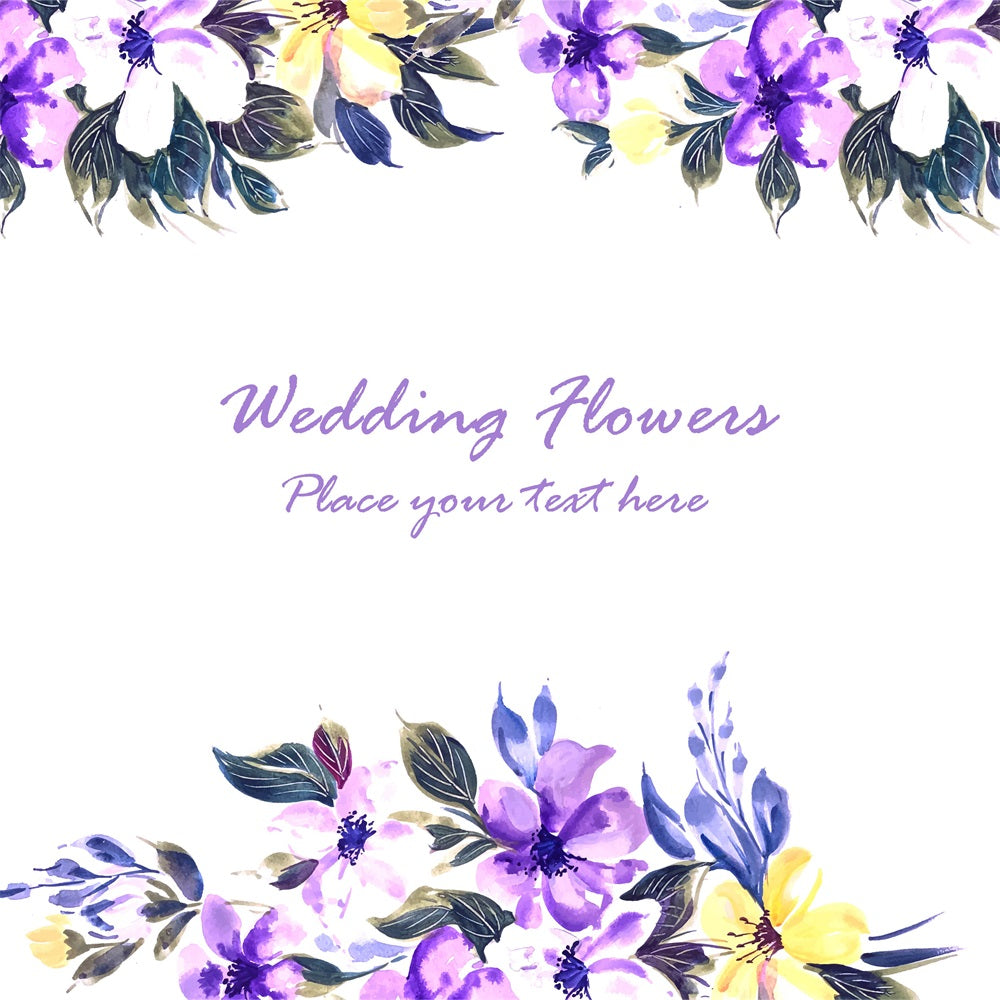 Custom Wedding Photo Booth Backdrop Purple Floral Watercolor Backdrop UK BRP12-357