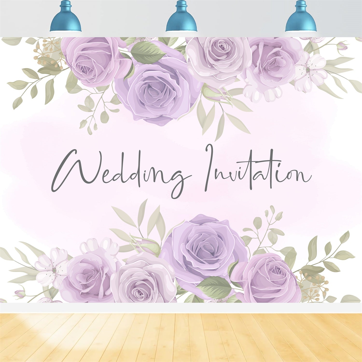 Custom Wedding Photo Backdrops Purple Floral Decor Backdrop UK BRP12-358