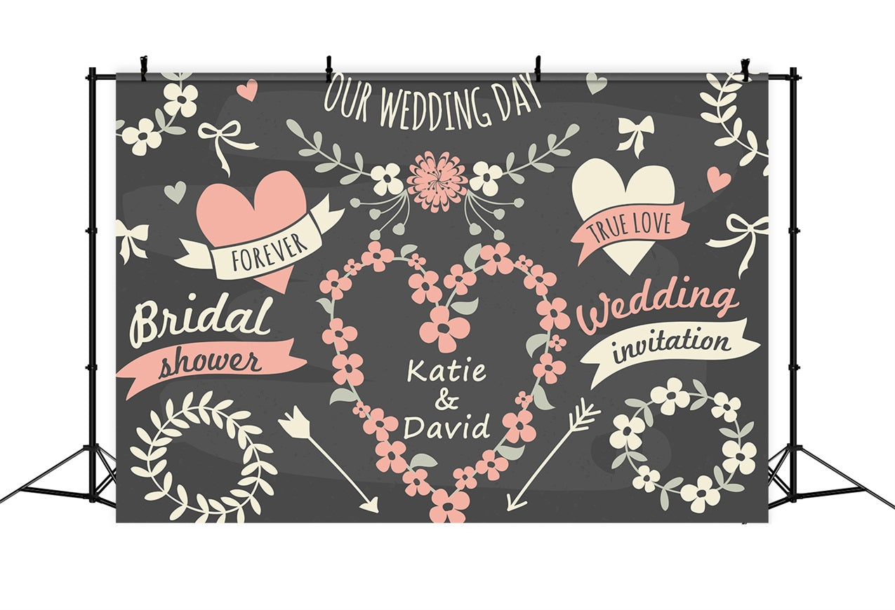 Custom Backdrop For Wedding Day Floral Heart Backdrop UK BRP12-359