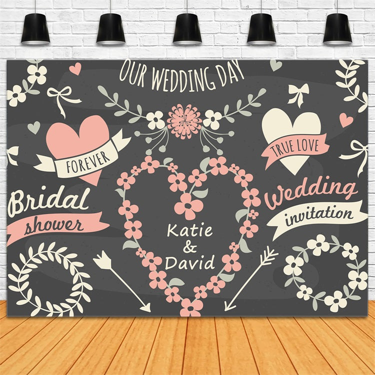 Custom Backdrop For Wedding Day Floral Heart Backdrop UK BRP12-359