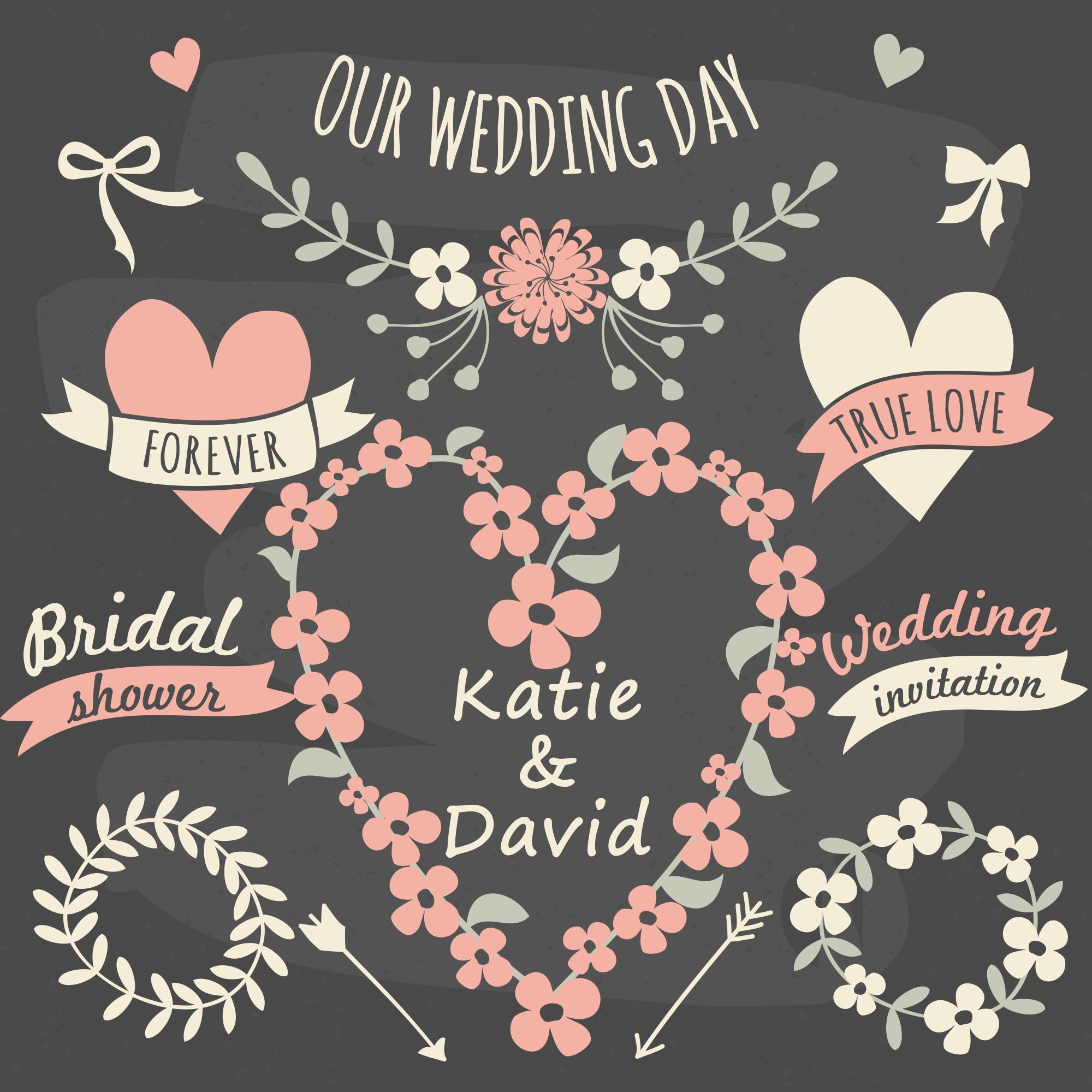 Custom Backdrop For Wedding Day Floral Heart Backdrop UK BRP12-359