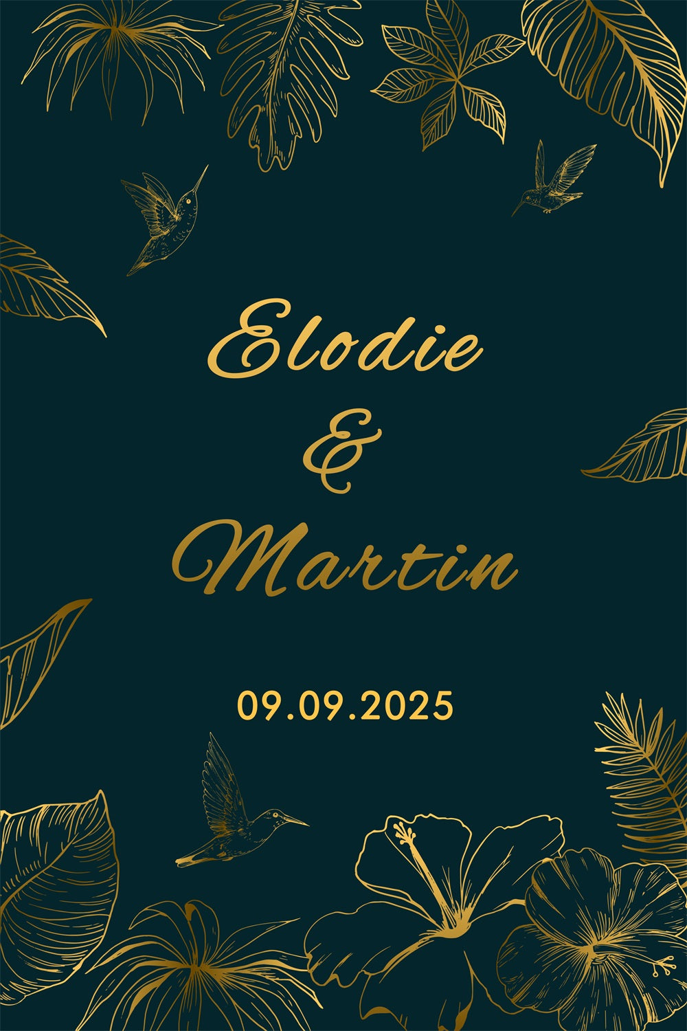 Personalized Wedding Backdrops Green Gold Nature Backdrop UK BRP12-363