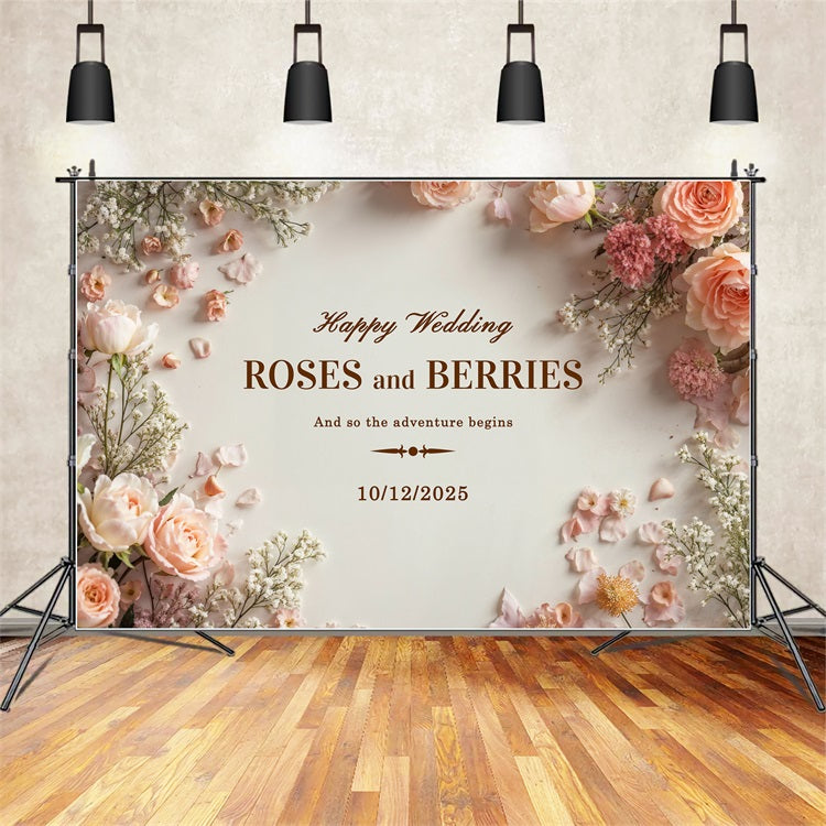 Custom Backdrops For Weddings Floral Soft Pink Backdrop UK BRP12-366