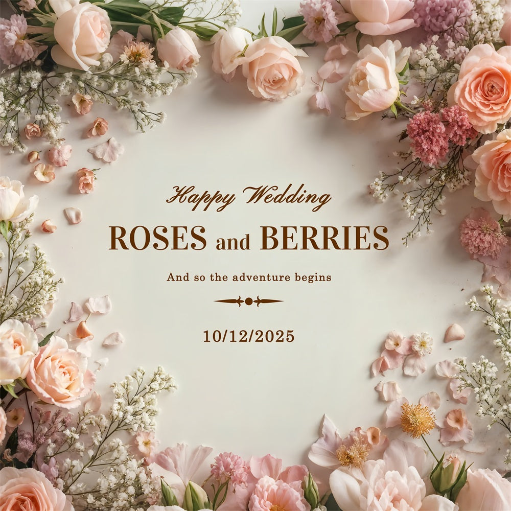 Custom Backdrops For Weddings Floral Soft Pink Backdrop UK BRP12-366