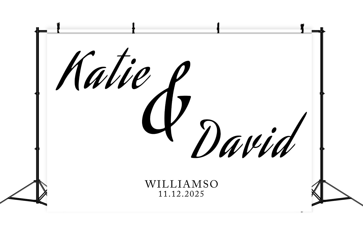 Personalized Backdrop Wedding Classic Black White Name Backdrop UK BRP12-371