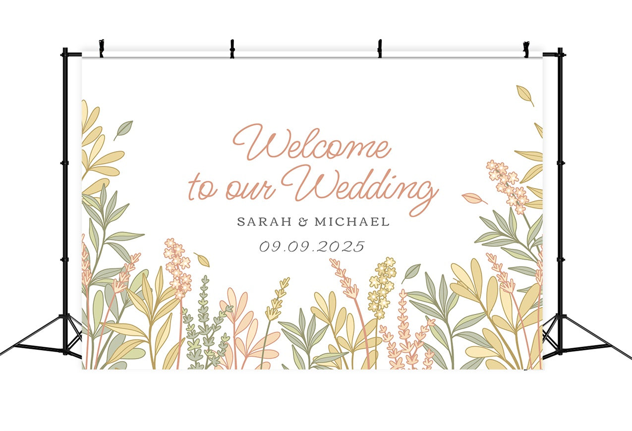 Personalized Wedding Backdrops Spring Theme Welcome Backdrop UK BRP12-373