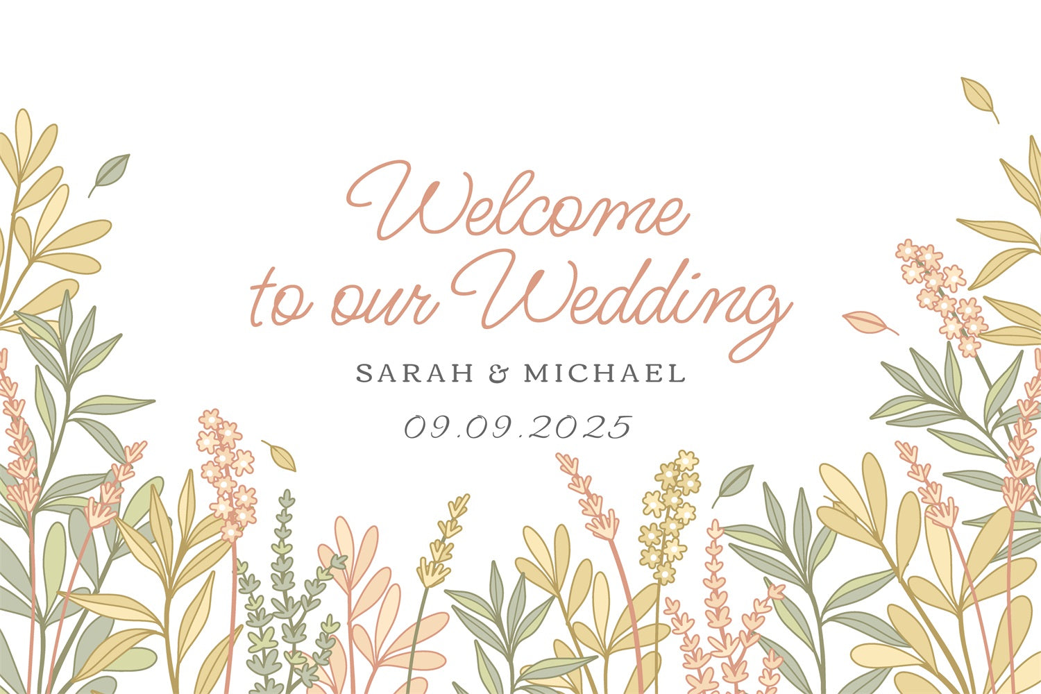 Personalized Wedding Backdrops Spring Theme Welcome Backdrop UK BRP12-373