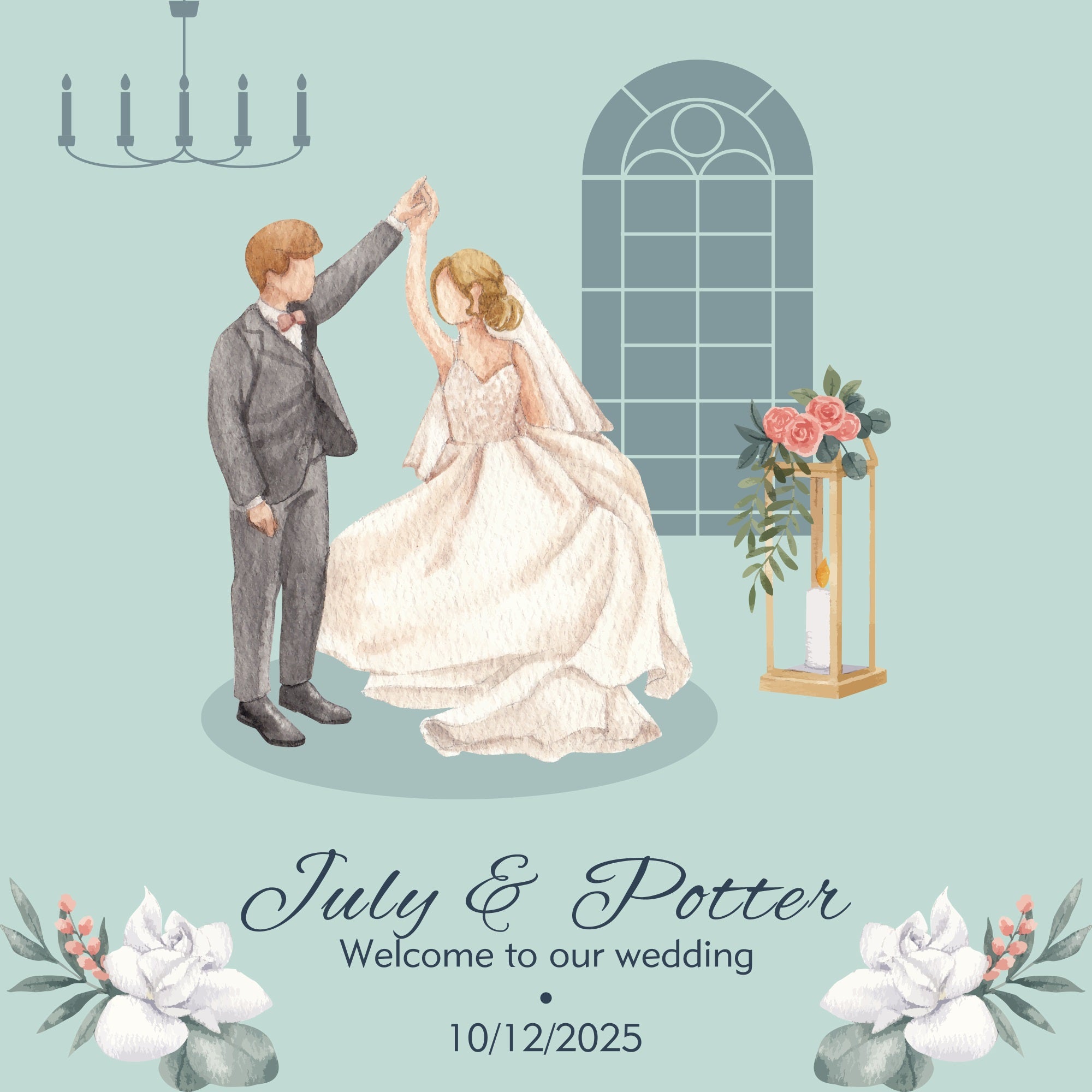 Personalized Wedding Photo Backdrop Bride Groom Dancing Backdrop UK BRP12-379