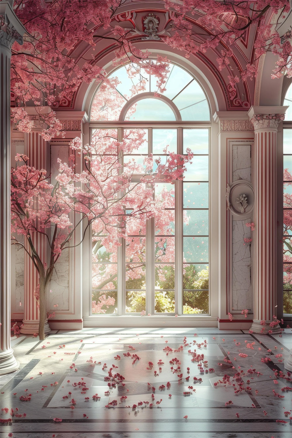 Maternity Backdrop Cherry Blossom Archway Window Backdrop UK BRP12-38